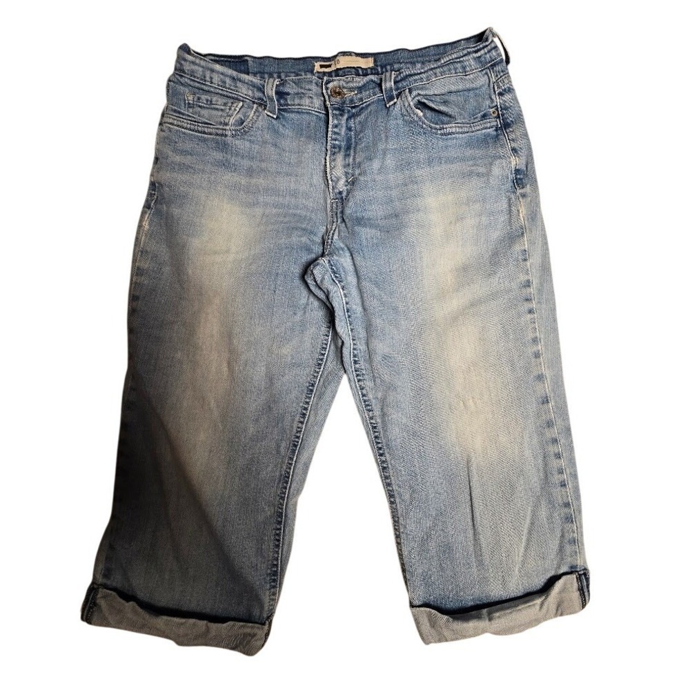 Levis Womens Light Wash Cuffed Capri Jeans Size 10 Mid Rise Cropped Faded  909